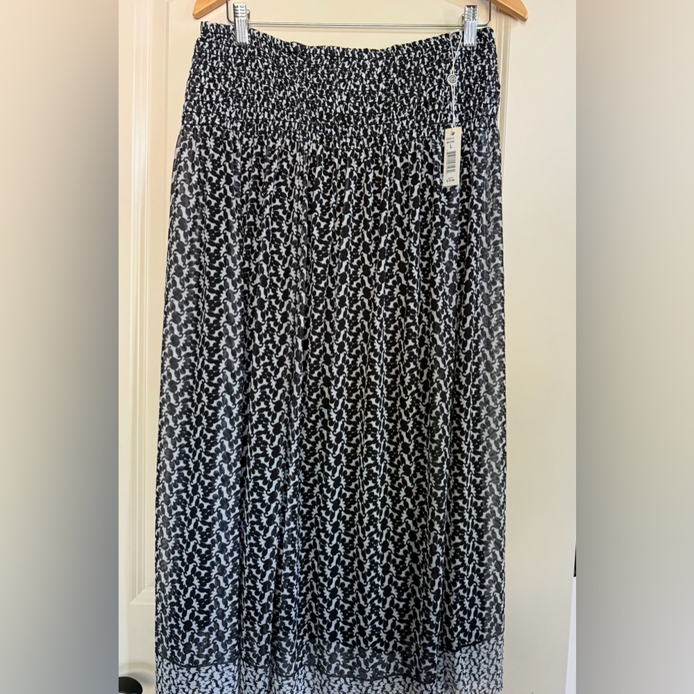 New Elegant Black and White Patterned midi Skirt,Professional,Business,Y2K